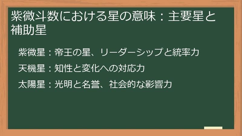 紫微斗数における星の意味：主要星と補助星