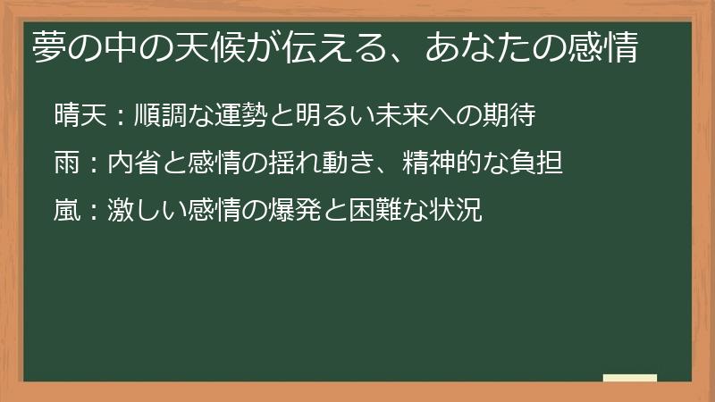 夢の中の天候が伝える、あなたの感情
