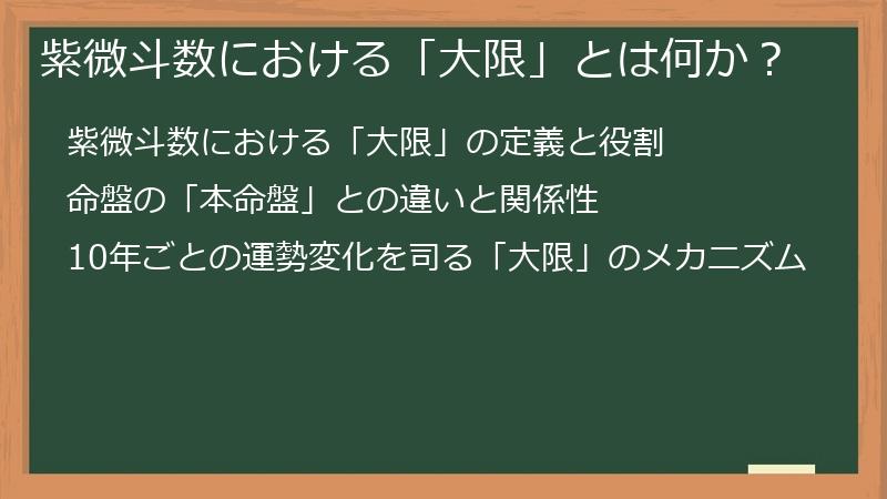 紫微斗数における「大限」とは何か？