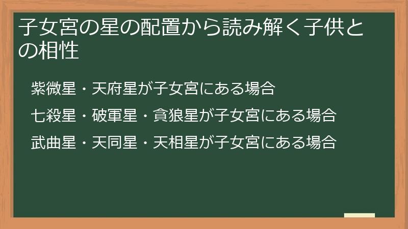 子女宮の星の配置から読み解く子供との相性