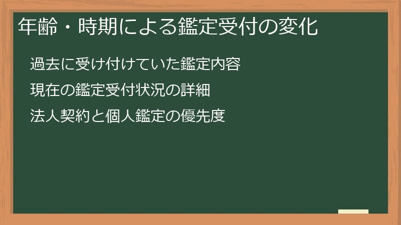 年齢・時期による鑑定受付の変化