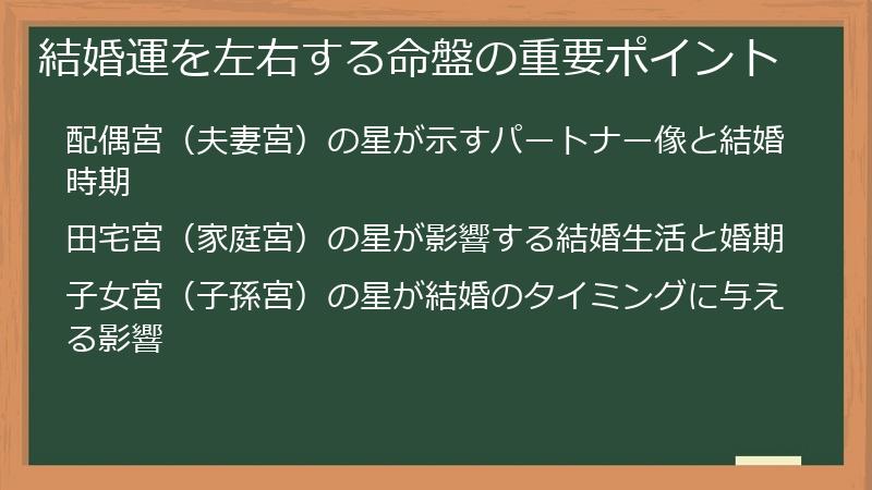 結婚運を左右する命盤の重要ポイント