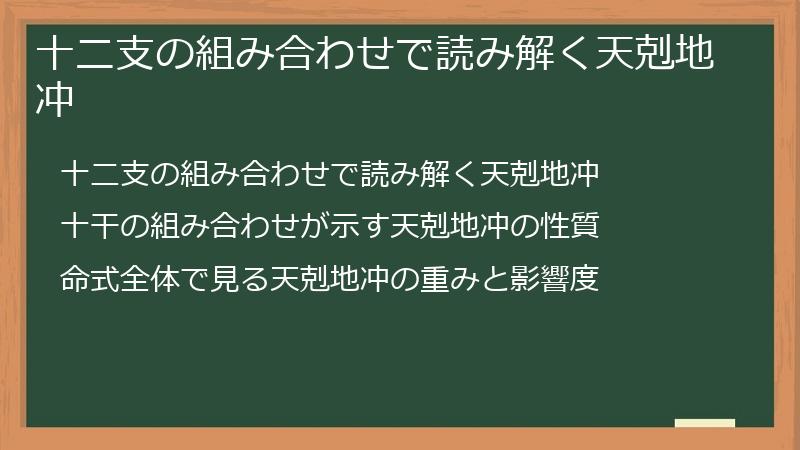 十二支の組み合わせで読み解く天剋地冲