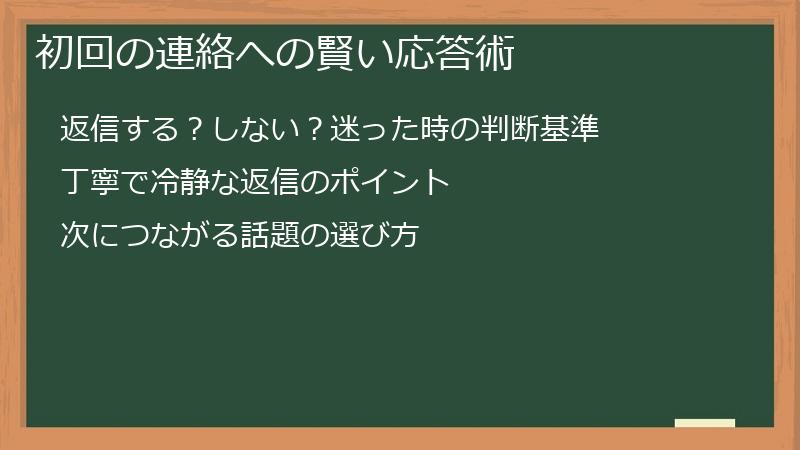 初回の連絡への賢い応答術