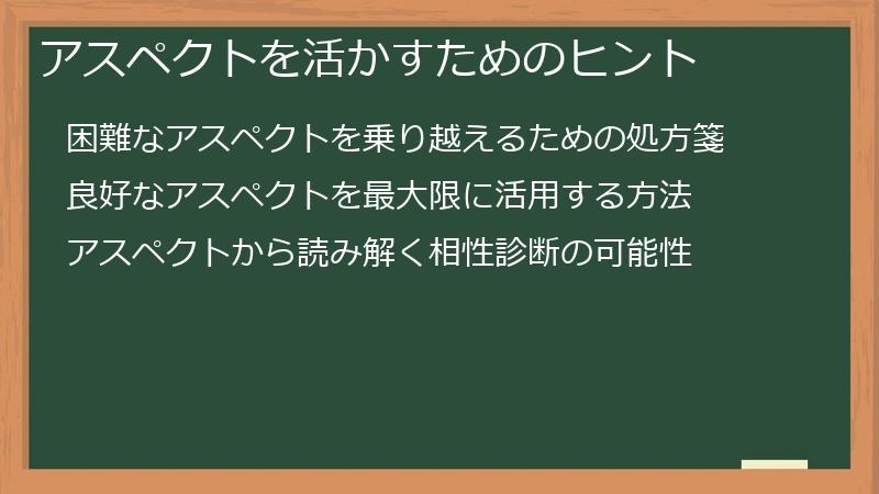 アスペクトを活かすためのヒント
