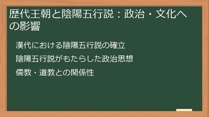 歴代王朝と陰陽五行説：政治・文化への影響