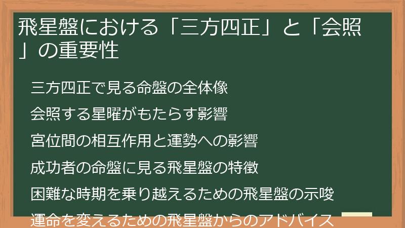 飛星盤における「三方四正」と「会照」の重要性