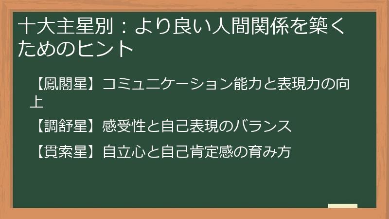 十大主星別：より良い人間関係を築くためのヒント
