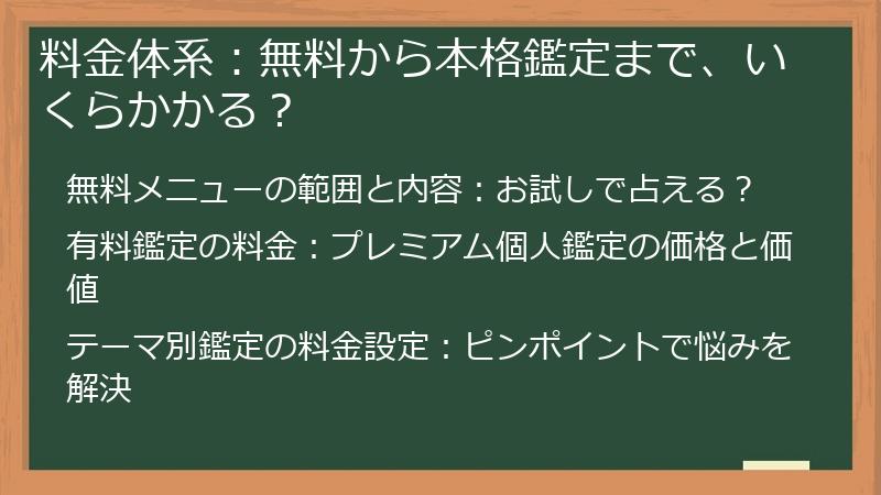料金体系：無料から本格鑑定まで、いくらかかる？