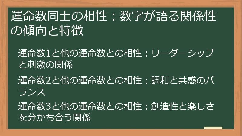 運命数同士の相性：数字が語る関係性の傾向と特徴