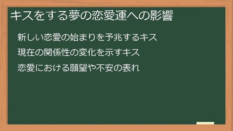 キスをする夢の恋愛運への影響
