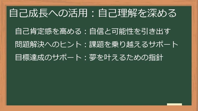 自己成長への活用：自己理解を深める