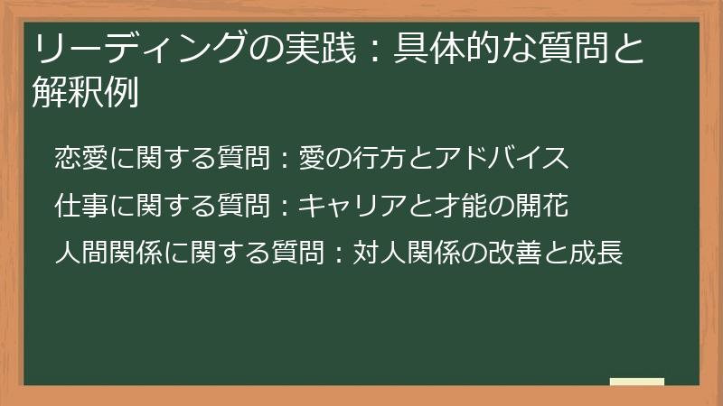 リーディングの実践：具体的な質問と解釈例