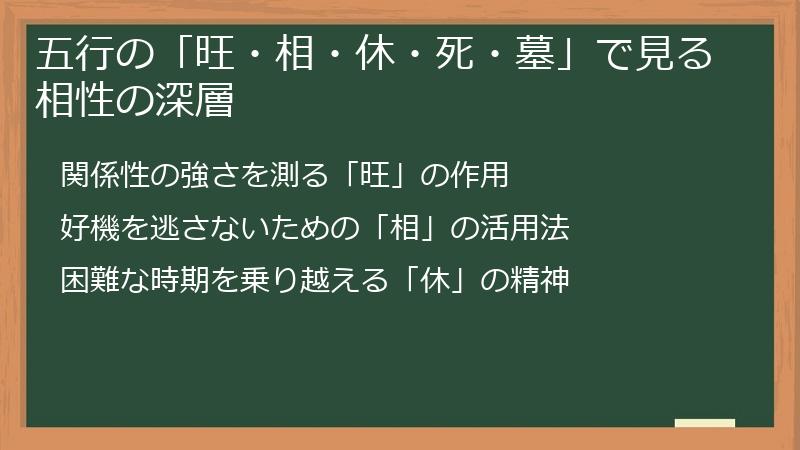 五行の「旺・相・休・死・墓」で見る相性の深層