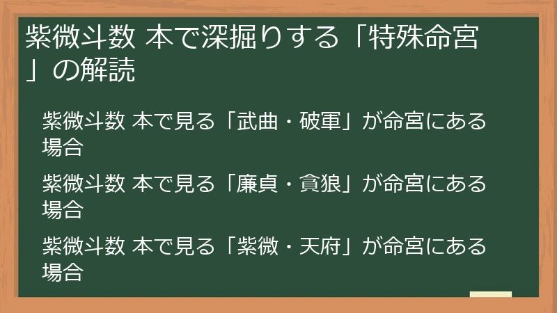 紫微斗数 本で深掘りする「特殊命宮」の解読