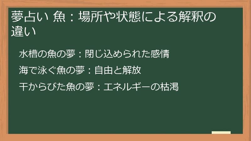 夢占い 魚：場所や状態による解釈の違い