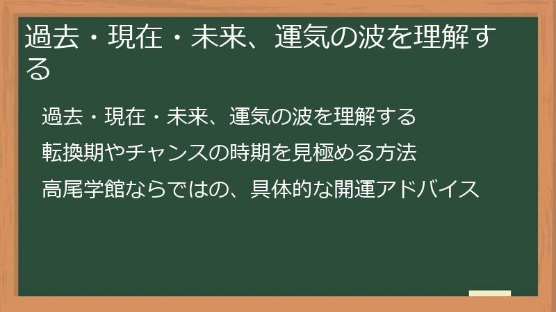 過去・現在・未来、運気の波を理解する