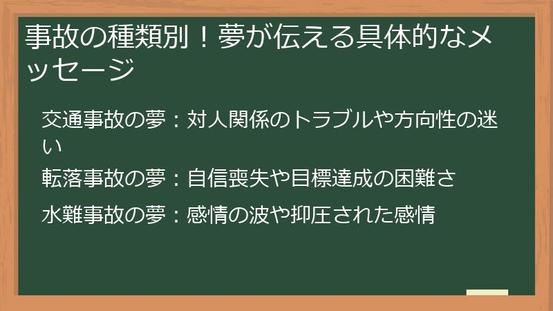 事故の種類別！夢が伝える具体的なメッセージ