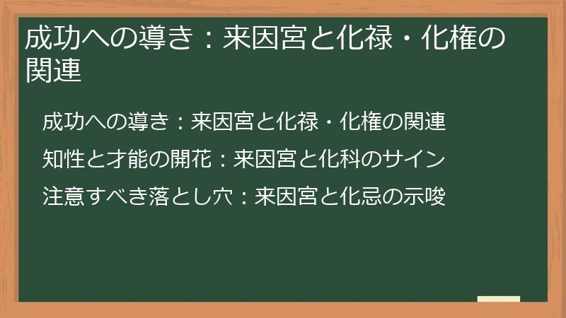 成功への導き：来因宮と化禄・化権の関連