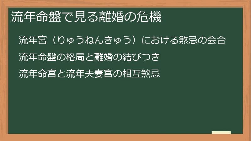 流年命盤で見る離婚の危機