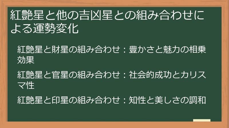 紅艶星と他の吉凶星との組み合わせによる運勢変化