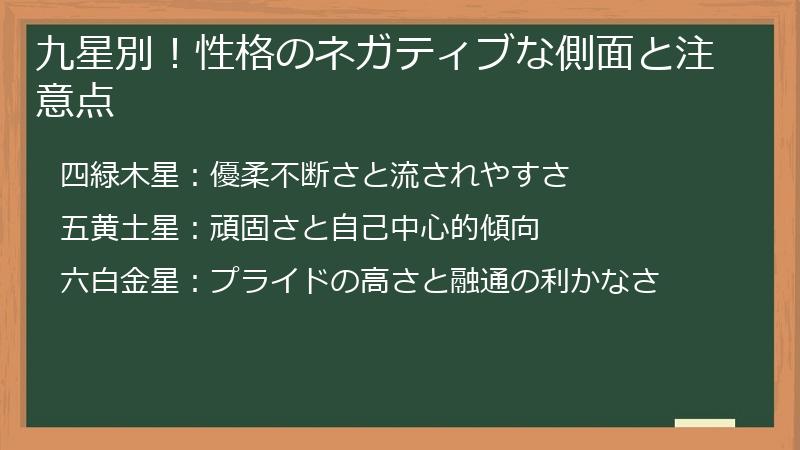 九星別！性格のネガティブな側面と注意点