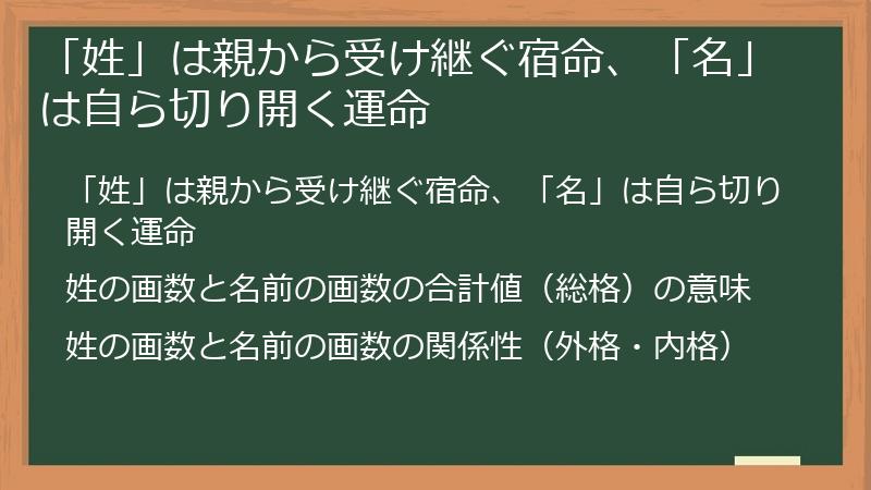 「姓」は親から受け継ぐ宿命、「名」は自ら切り開く運命