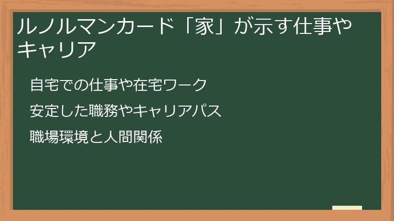 ルノルマンカード「家」が示す仕事やキャリア