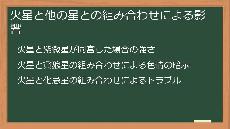 火星と他の星との組み合わせによる影響