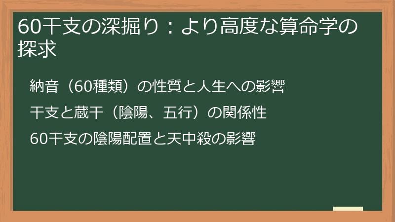 60干支の深掘り：より高度な算命学の探求