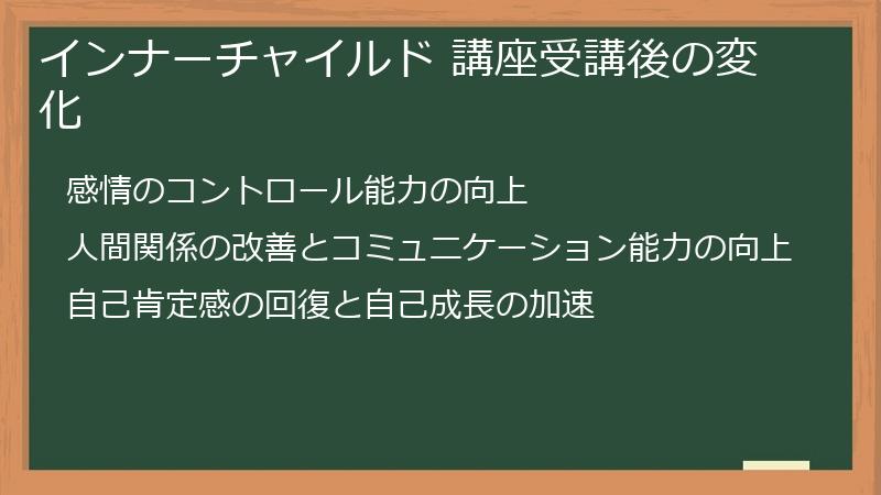 インナーチャイルド 講座受講後の変化