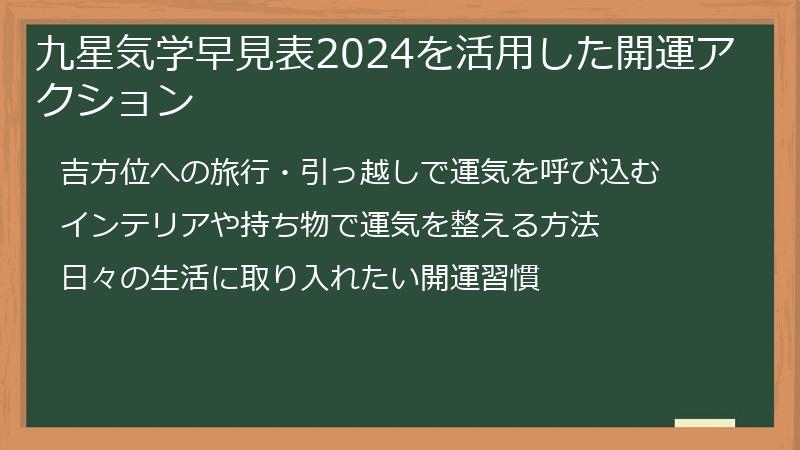 九星気学早見表2024を活用した開運アクション