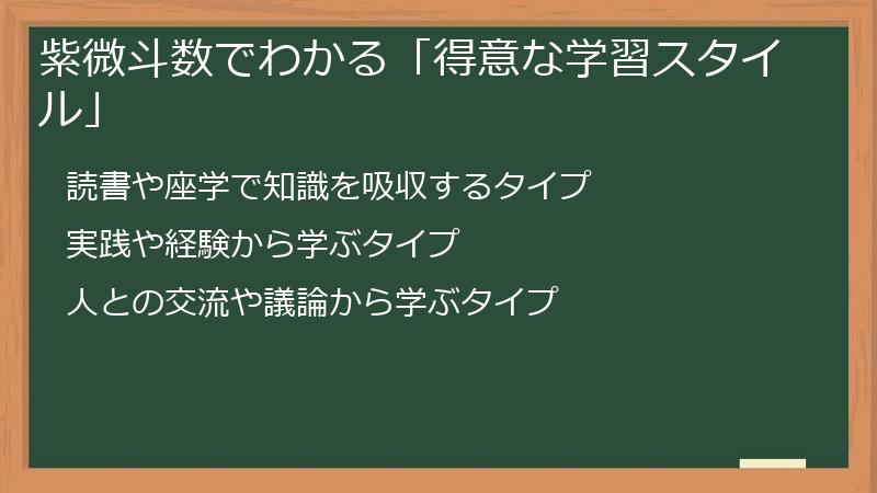 紫微斗数でわかる「得意な学習スタイル」