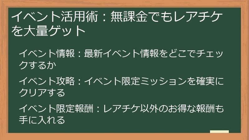 イベント活用術：無課金でもレアチケを大量ゲット