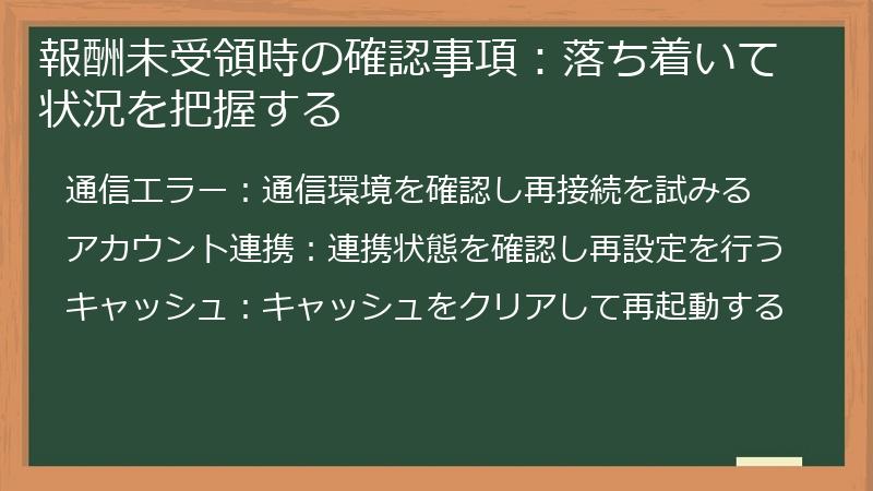 報酬未受領時の確認事項：落ち着いて状況を把握する