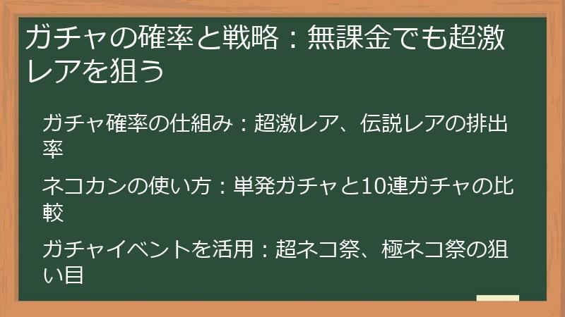 ガチャの確率と戦略：無課金でも超激レアを狙う
