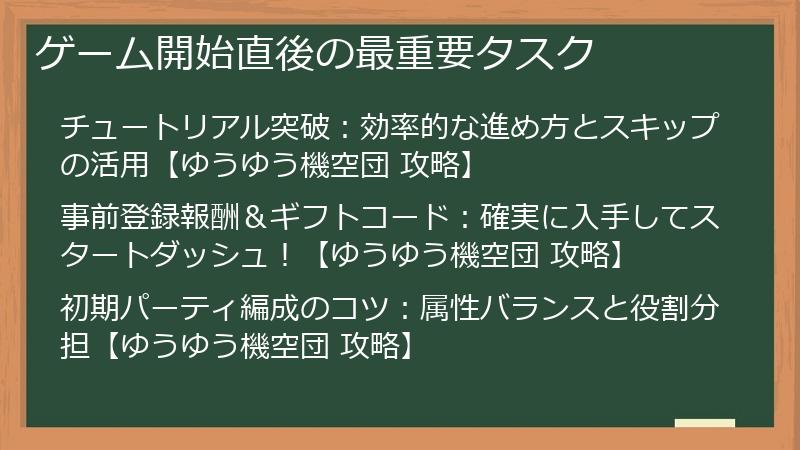 ゲーム開始直後の最重要タスク
