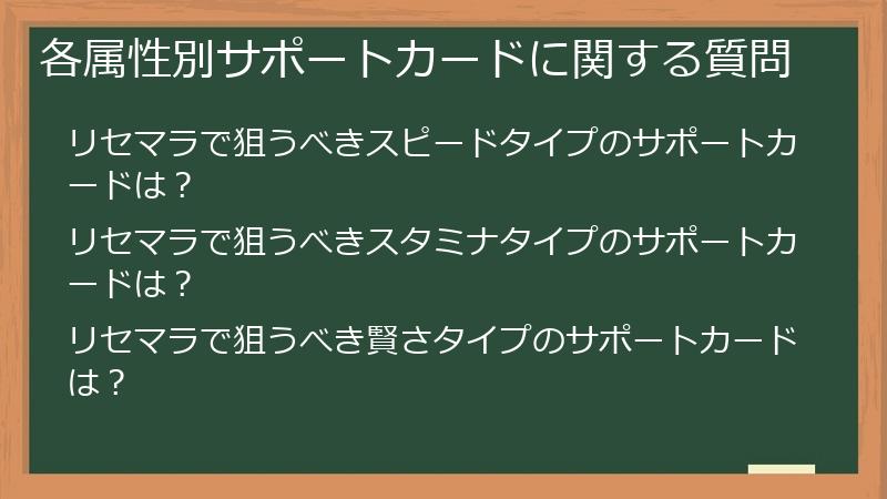 各属性別サポートカードに関する質問