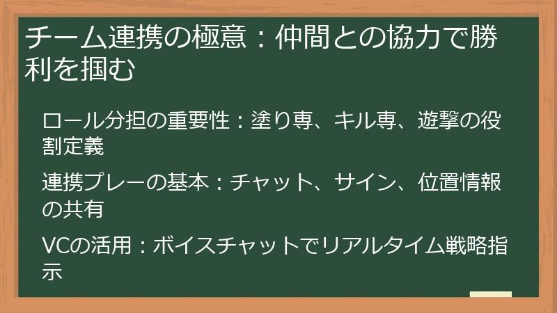 チーム連携の極意：仲間との協力で勝利を掴む