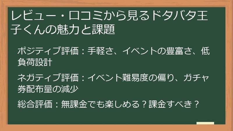 レビュー・口コミから見るドタバタ王子くんの魅力と課題