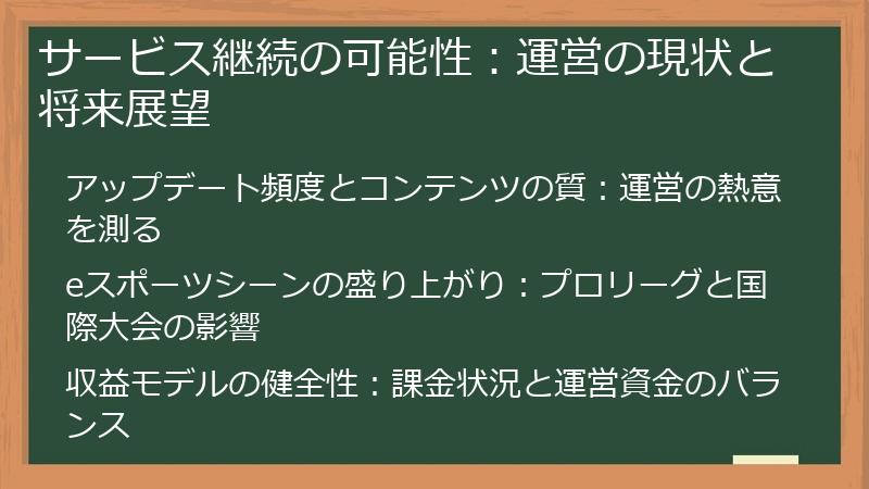 サービス継続の可能性：運営の現状と将来展望