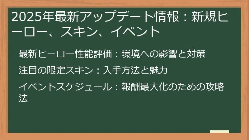 2025年最新アップデート情報：新規ヒーロー、スキン、イベント