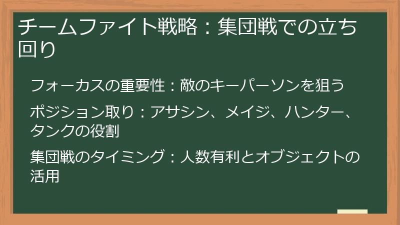 チームファイト戦略：集団戦での立ち回り