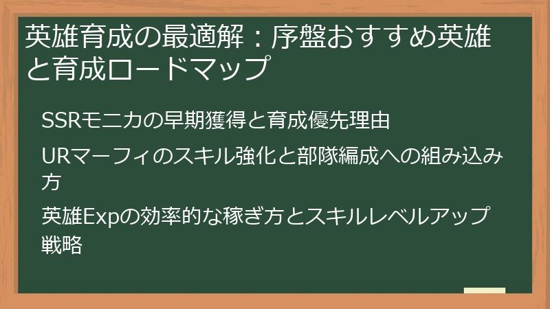 英雄育成の最適解：序盤おすすめ英雄と育成ロードマップ