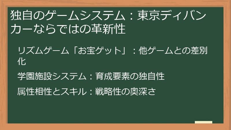 独自のゲームシステム：東京ディバンカーならではの革新性