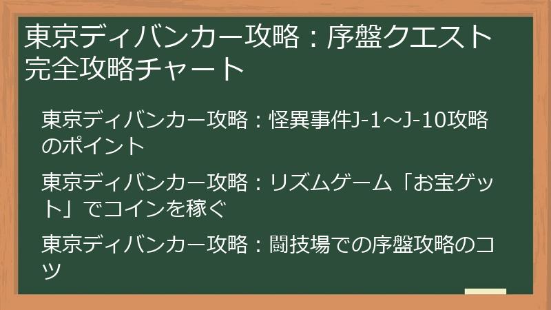 東京ディバンカー攻略：序盤クエスト完全攻略チャート