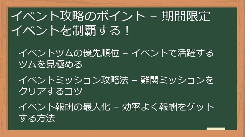イベント攻略のポイント – 期間限定イベントを制覇する！