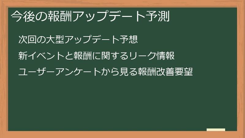 今後の報酬アップデート予測