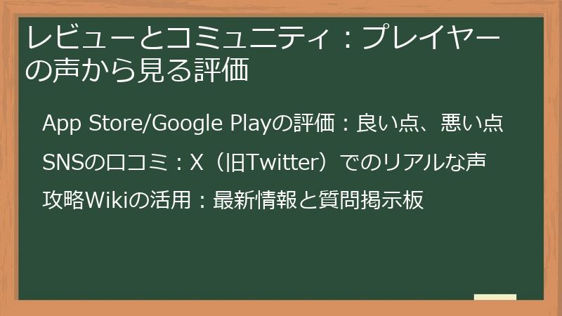 レビューとコミュニティ:プレイヤーの声から見る評価