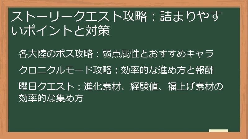 ストーリークエスト攻略：詰まりやすいポイントと対策